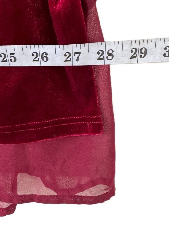 Suzanne Betro 2X BURGUNDY Velvet Tunic Top with Bell Sleeves Chiffon Hem - Picture 9 of 12